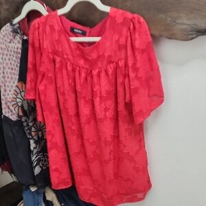 Orange Ruffled Bib Collar Blouse